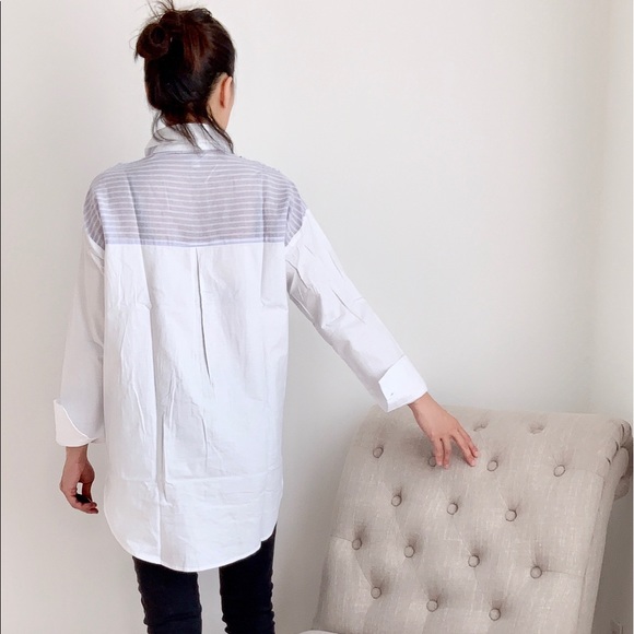 COASTAL BUTTON DOWN SHIRT WITH POPLIN FAUX SWEATER SHIRT - Picture 7 of 9